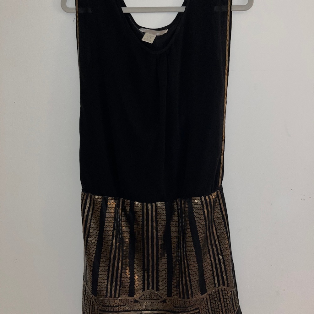 Black and Gold Sequin Mini Dress